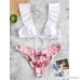 ZAFUL Women's Ruffles Strap Bikini Set Front Knot Floral Bottom Two Piece Swimsuit Pink Floral B07PS2WF3Y